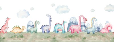 Sticker  Dinosaures aquarelles colorées