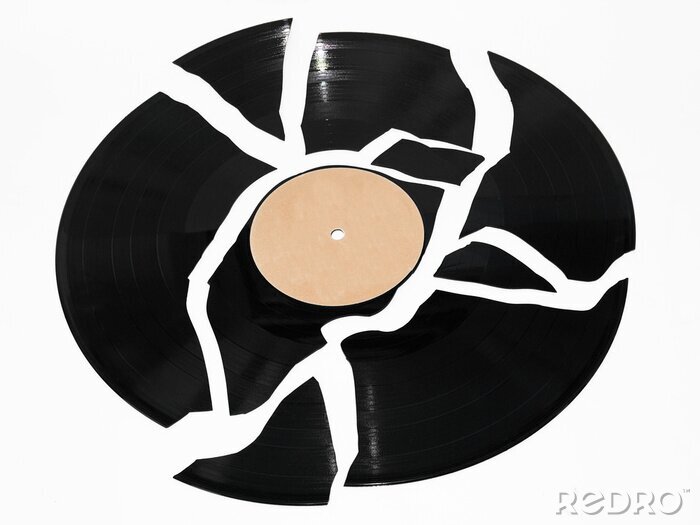 Sticker  Disque vinyle brisé sur un fond blanc