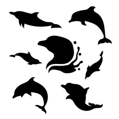 Sticker  Dolphin, ensemble, vecteur