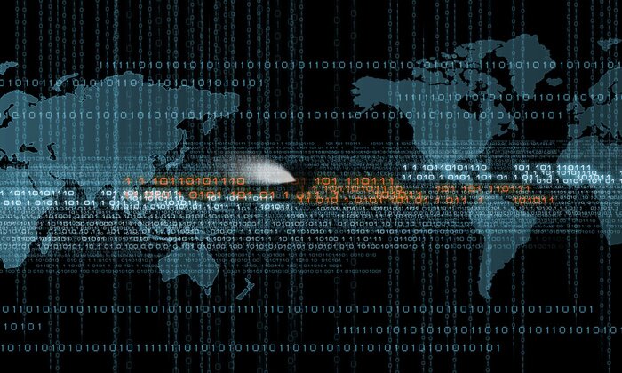 Sticker  Données numériques avec un carte du monde en arrière-plan
