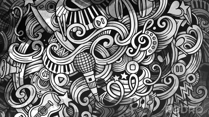 Sticker  Doodles Musical illustration. Creative music background. Graphic