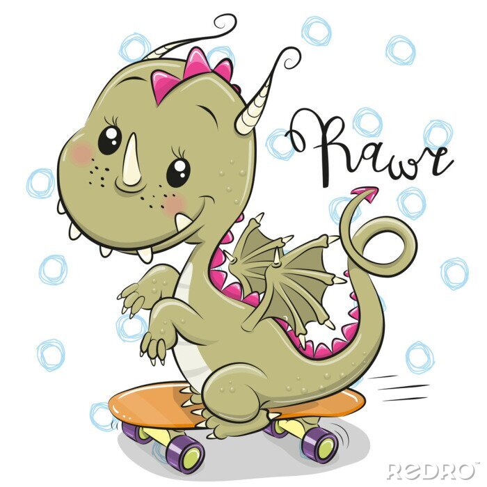 Sticker  Dragon sur un skateboard