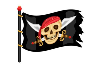Sticker  Drapeau pirate Jolly Roger avec tête de mort