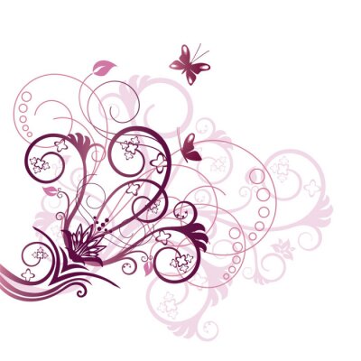 Sticker  Élément de conception du coin floral pourpre