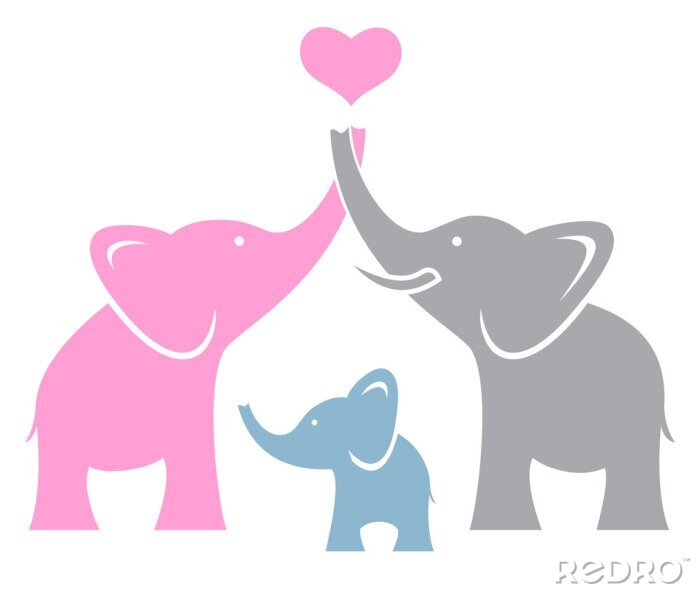 Sticker  Elephant family. Symbol or logo