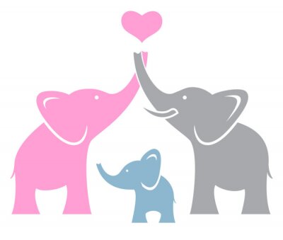 Sticker  Elephant family. Symbol or logo