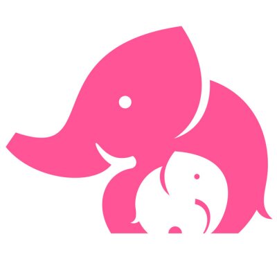Sticker  Elephant mère et de l'enfant. Symbole ou un logo