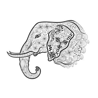 Sticker  Éléphant, tête, griffonnage