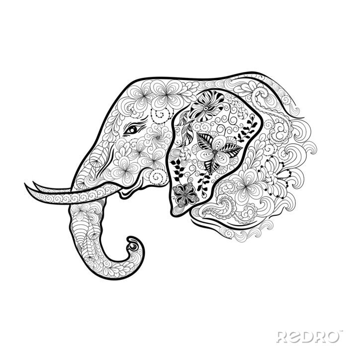 Sticker  Éléphant, tête, griffonnage