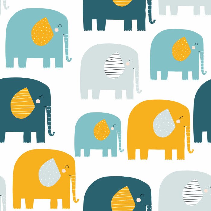 Sticker  Éléphants à pois et rayures