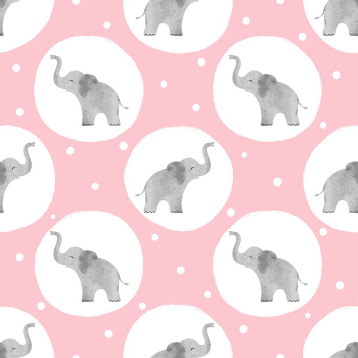 Sticker  Éléphants à pois sur fond rose