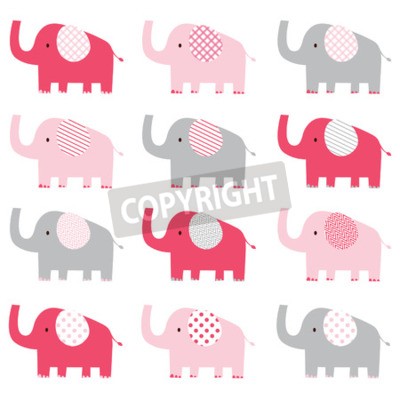 Sticker  Éléphants colorés avec des oreilles en vue