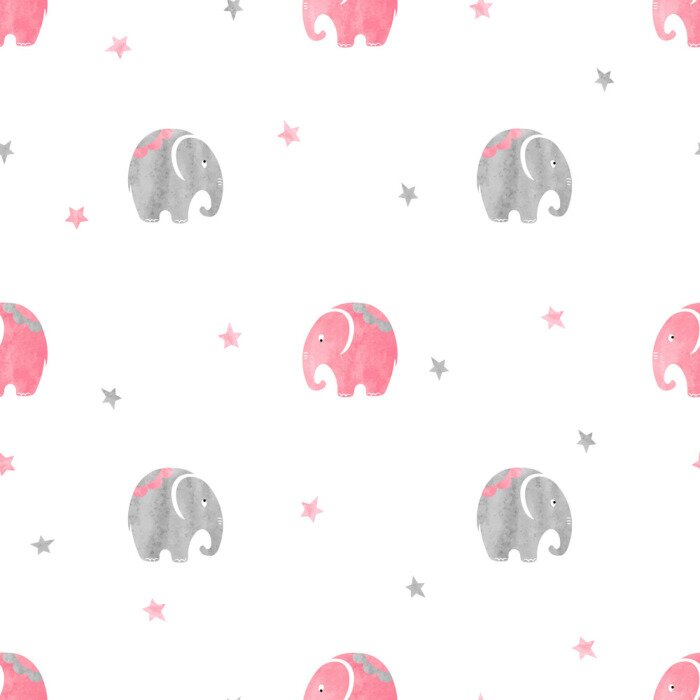 Sticker  Éléphants gris et roses