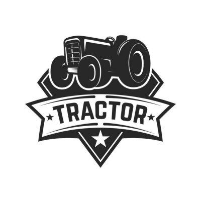 Sticker  emblème de tracteur. Marché des fermiers. Élément de design pour logo, étiquette, signe.