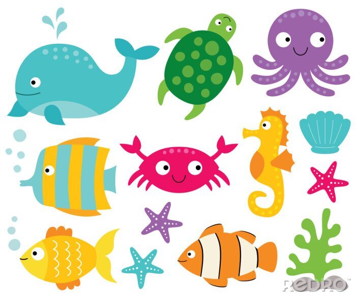Sticker  Ensemble d'animaux de mer