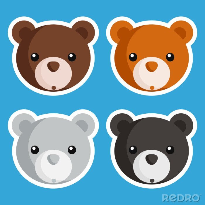 Sticker  Ensemble d'icônes ours mignon de bébé