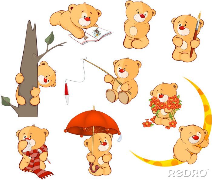 Sticker  Ensemble d'ours en peluche Illustration Cartoon pour vous Design