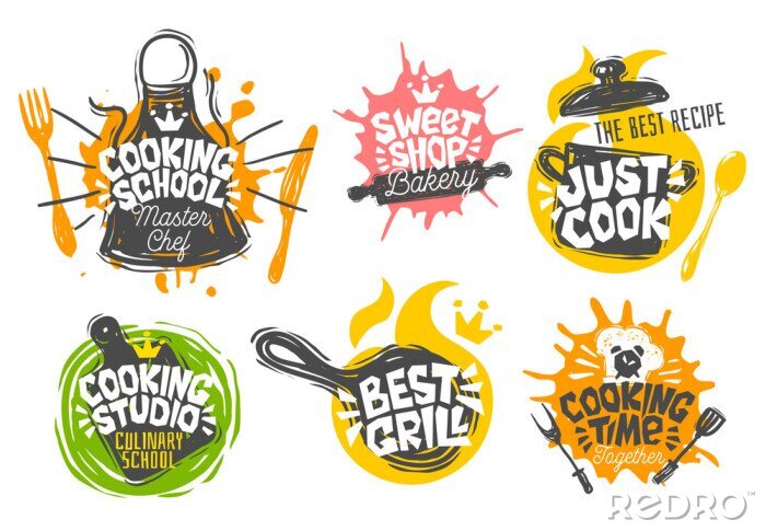 Sticker  Ensemble d'ustensiles de cuisine incontournables en couleur