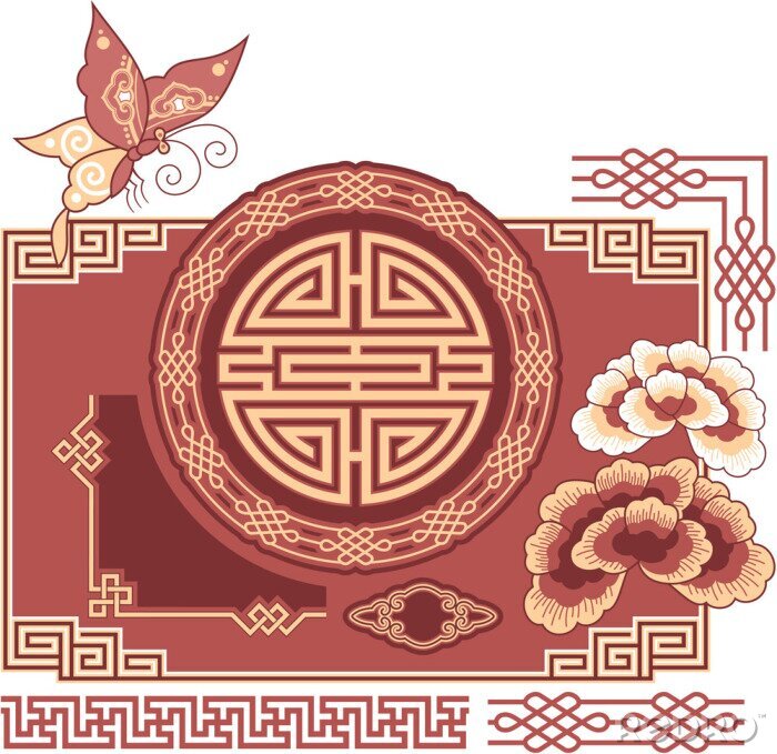 Sticker  Ensemble de Oriental - Chinois - Design Elements