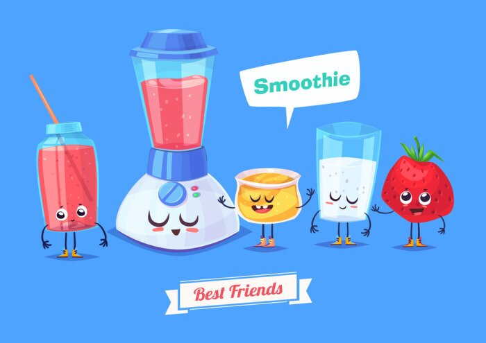 Sticker  Ensemble de personnages de petit déjeuner. Dessins animés vecteur mignon