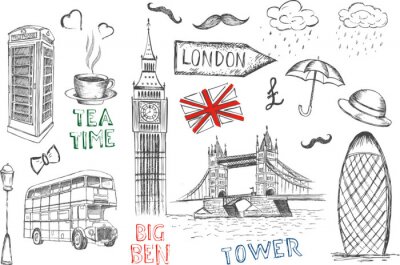 Sticker  Ensemble de symboles de l'Angleterre.