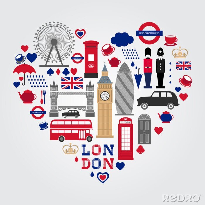 Sticker  Ensemble de symboles London Hearth. Collection d'icônes au Royaume-Uni.