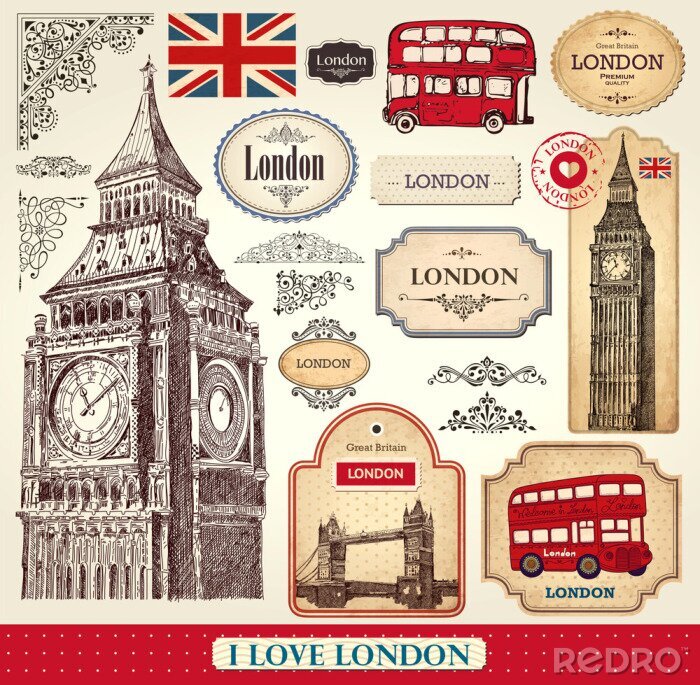 Sticker  Ensemble de vecteur de symboles de Londres