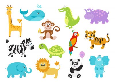 Sticker  Ensemble, mignon, dessin animé, animaux, bébé, vêtements, alphabet, cartes