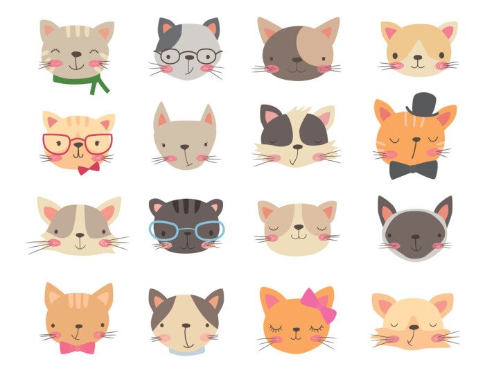 Sticker  Ensemble tête de chat