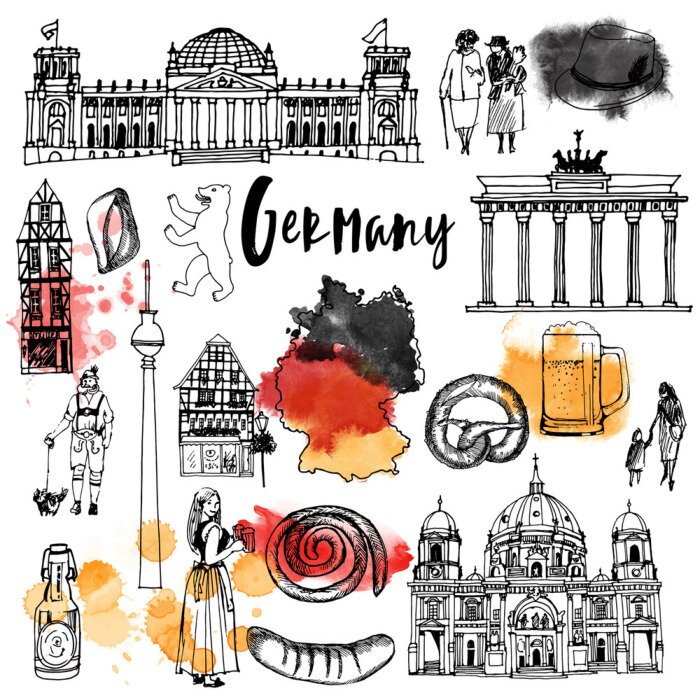 Sticker  Ensemble vectoriel de points de repère en Allemagne