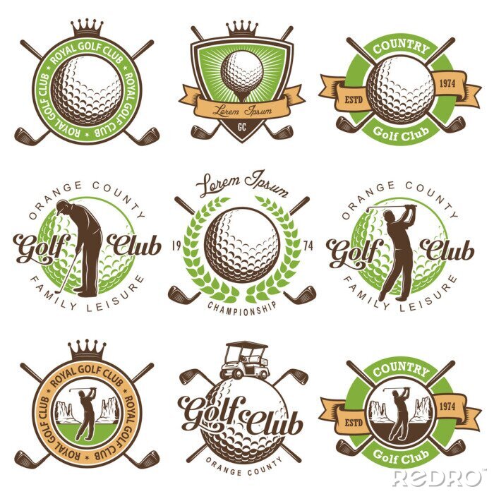 Sticker  Ensemble, vendange, golf, emblèmes