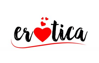 Sticker  erotica mot texte typographie design logo icône avec coeur d'amour rouge