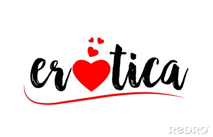 Sticker  erotica mot texte typographie design logo icône avec coeur d'amour rouge