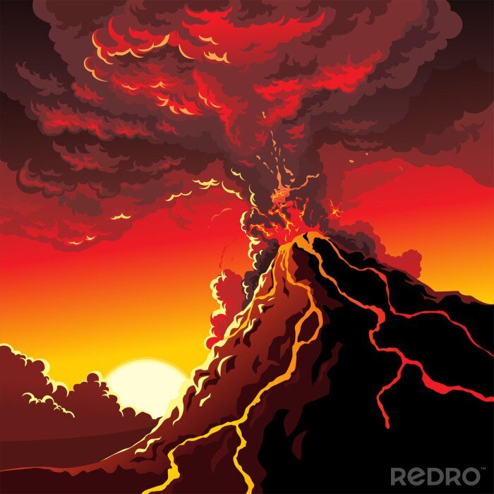Sticker  Éruption volcanique