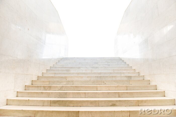 Sticker  Escalier en marbre avec des escaliers dans l'architecture de luxe abstraite isolée sur fond blanc