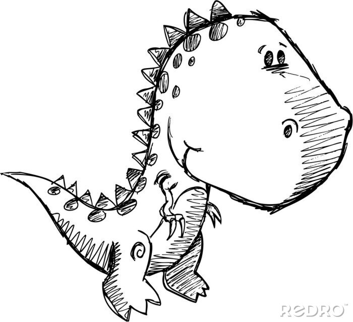 Sticker  Esquisse d'un dinosaure souriant