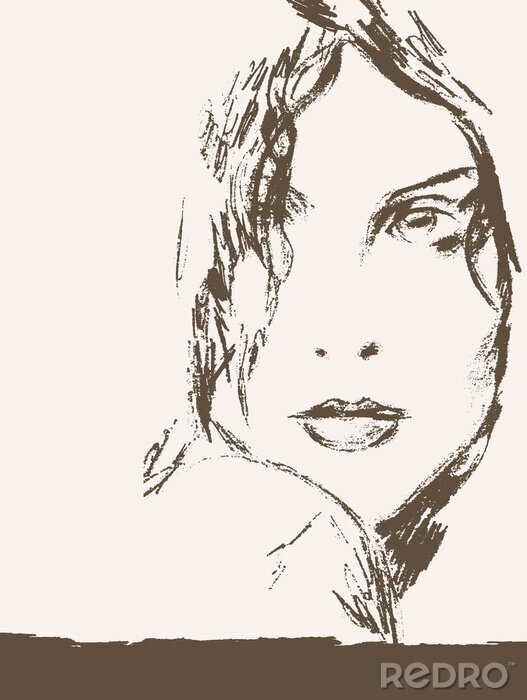 Sticker  Esquisse d'un visage de femme