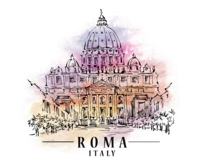 Sticker  Esquisse des Roms. Illustration capitale italienne.