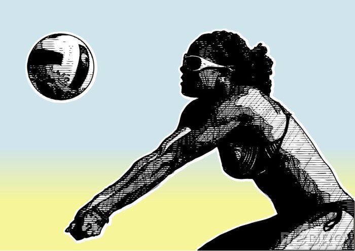 Sticker  esquisse du volley-ball de plage