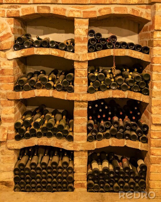 Sticker  Etagère en brique à vins dans une cave