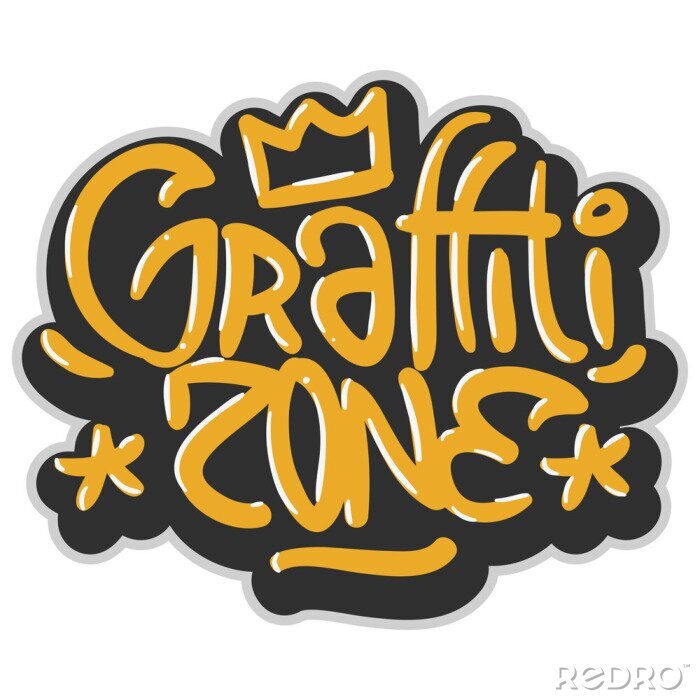 Sticker  Étiquette associée au hip-hop Infographie sur le label Graffiti Logo Logo Lettrage pour t-shirt ou autocollant sur un fond blanc. Image vectorielle