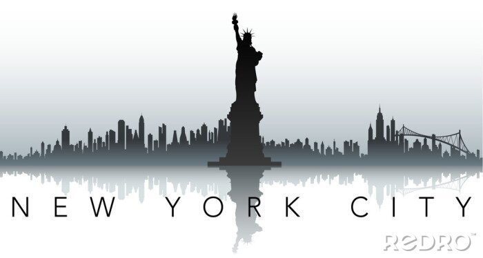 Sticker  étiquette de silhouette de new york