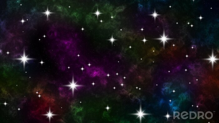 Sticker  Étoiles brillantes sur fond de cosmos coloré