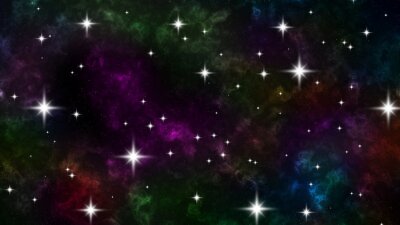 Sticker  Étoiles brillantes sur fond de cosmos coloré