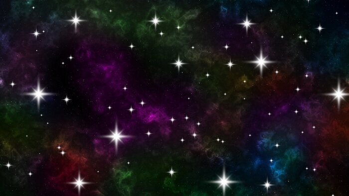 Sticker  Étoiles brillantes sur fond de cosmos coloré