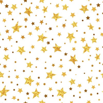 Sticker  Etoiles dorées étoiles seamless pattern. Vecteur fond pétillant.