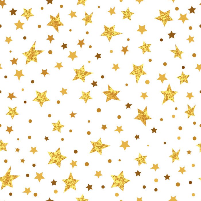 Sticker  Etoiles dorées étoiles seamless pattern. Vecteur fond pétillant.