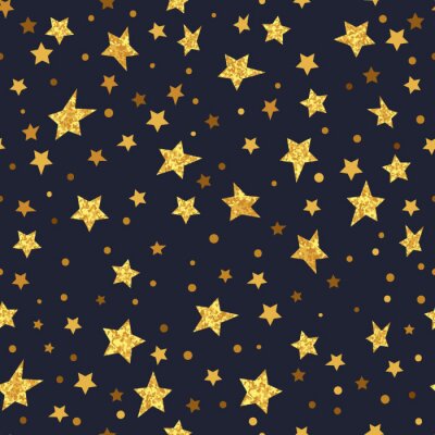 Etoiles dorées étoiles seamless pattern. Vecteur, scintillant, nuit, fond