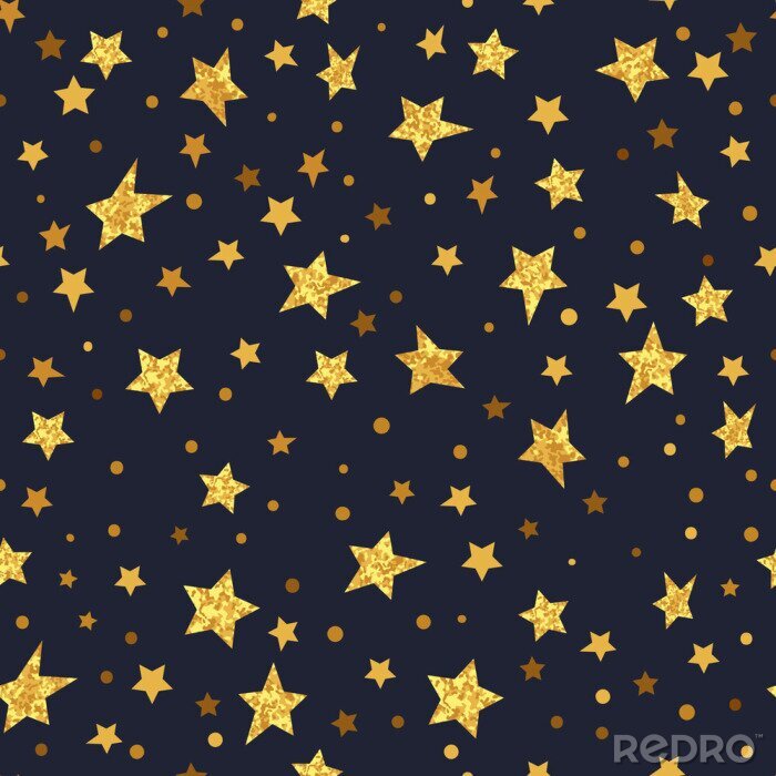 Sticker  Etoiles dorées étoiles seamless pattern. Vecteur, scintillant, nuit, fond
