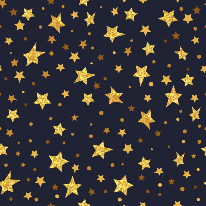 Sticker  Etoiles dorées étoiles seamless pattern. Vecteur, scintillant, nuit, fond